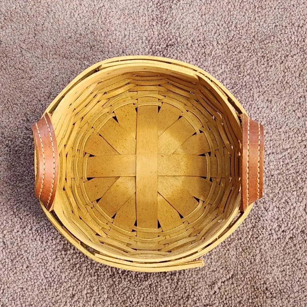 Longaberger Round Utility Basket with Leather Handles
